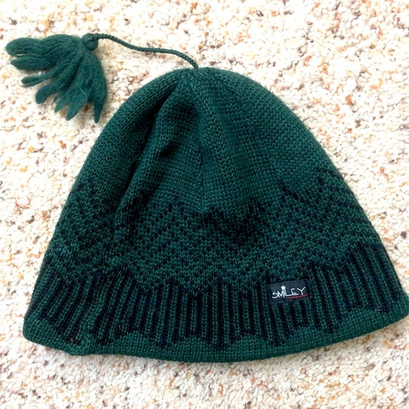 Smiley Vintage Wool Winter Tassel Hat OS Large Fit - Picture 1 of 9